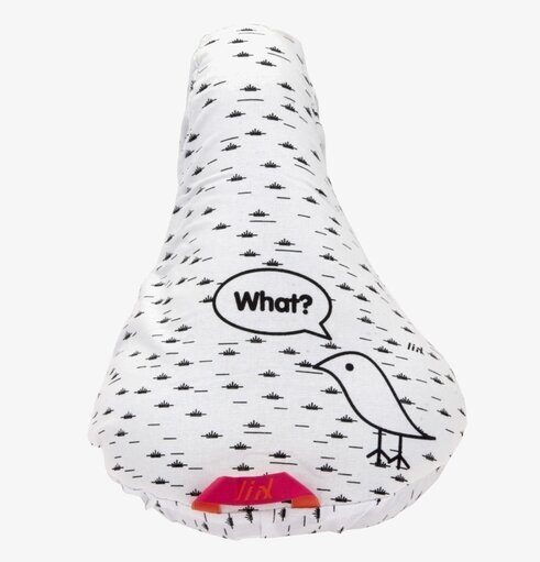 Sadelskydd What Bird White från Brigbys med fågelmönster