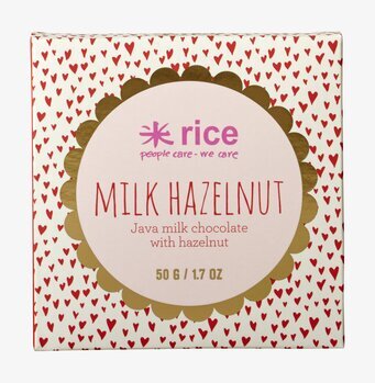 Chokladkaka - RICE förpackning med hjärtan och gyllene kant