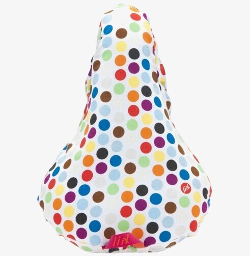 Sadelskydd Big Polka Dots Mix från Brigbys med färgglada prickar
