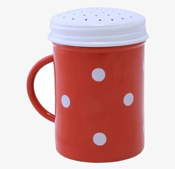 Sockerströare Prick Röd/Vit från Strömshaga med vita prickar