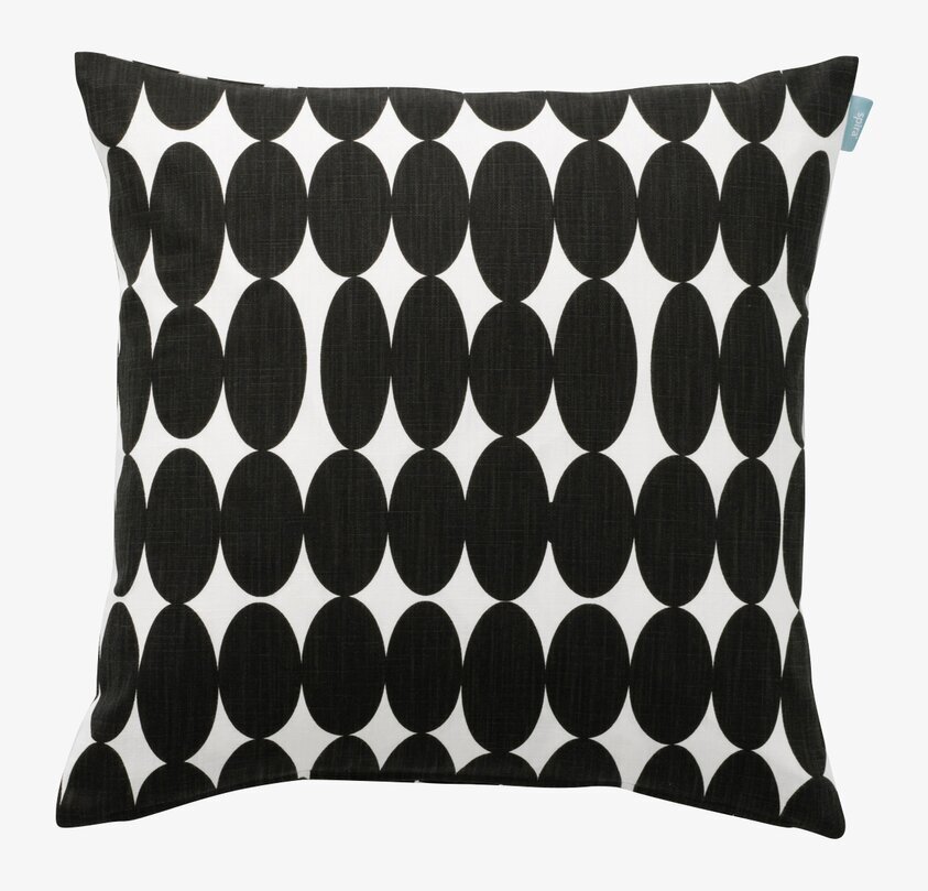 Kuddfodral Vilma Svart från Spira med grafiskt mönster