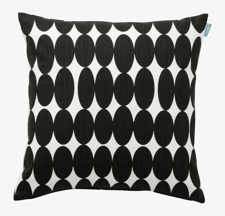 Kuddfodral Vilma Svart från Spira med grafiskt mönster