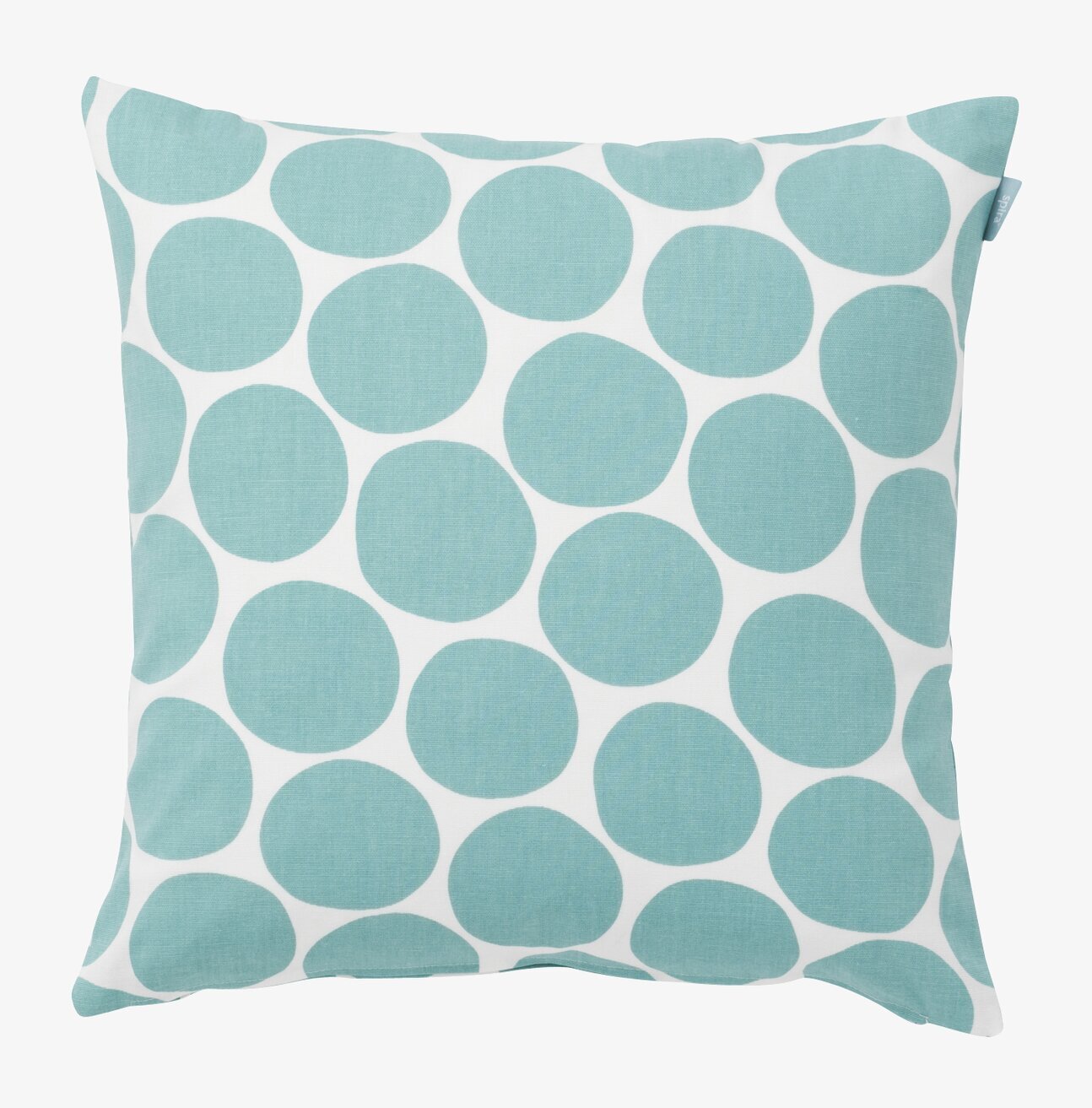 Kuddfodral Pompom Ljusblå från Spira med ljusblå cirklar