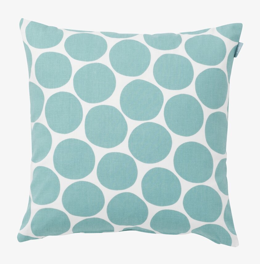 Kuddfodral Pompom Ljusblå från Spira med ljusblå cirklar