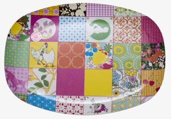 Tallrik Patchwork från Rice med livfulla färger och mönster