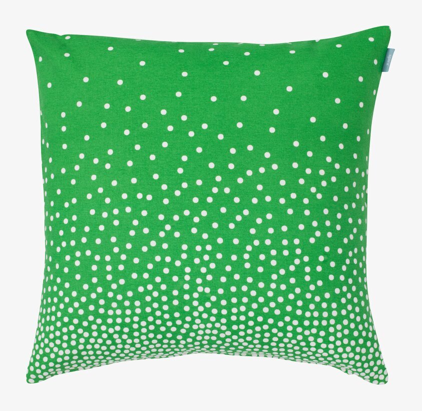 Kuddfodral Polly Grön från Spira med vita prickar