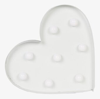Lampa Heart LED Vit från Sass & Belle mot vit bakgrund