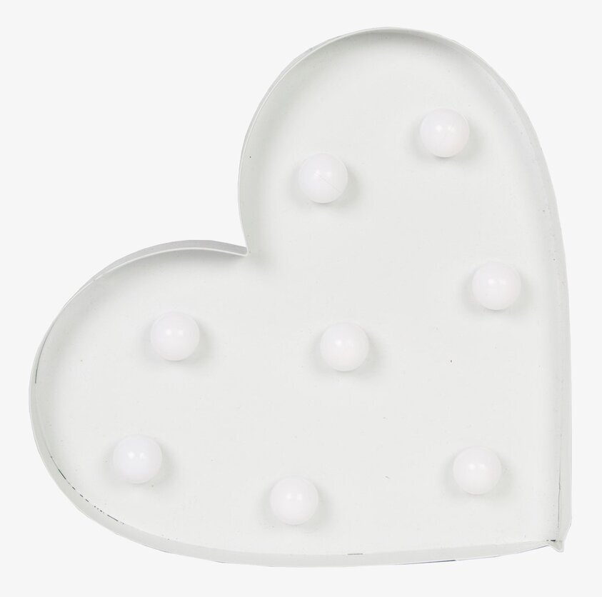 Lampa Heart LED Vit från Sass & Belle mot vit bakgrund