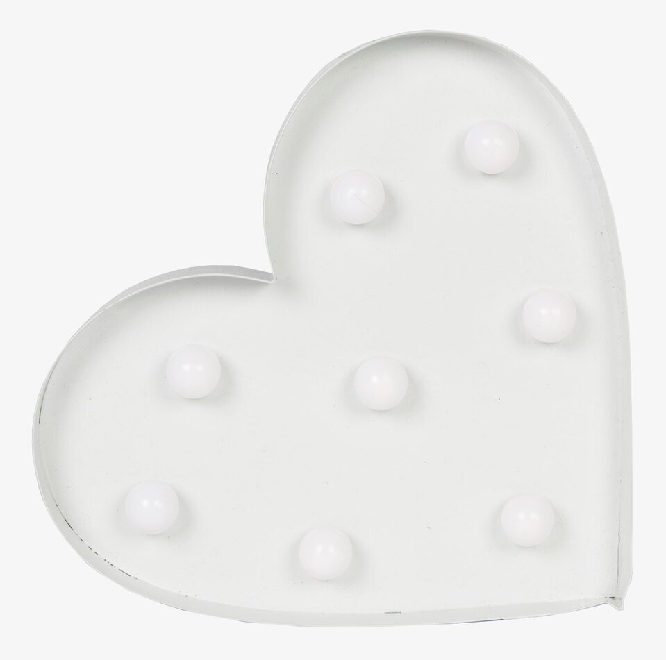 Lampa Heart LED Vit från Sass & Belle mot vit bakgrund