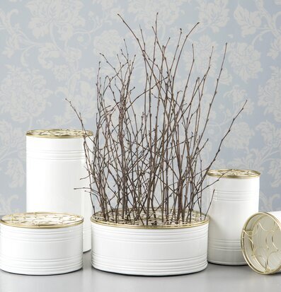 Vas Rund Vit/Guld från A Lot Decoration med gulddetaljer