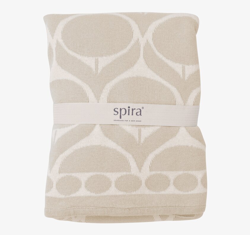 Pläd Blomma Natur från Spira med beige och vita mönster