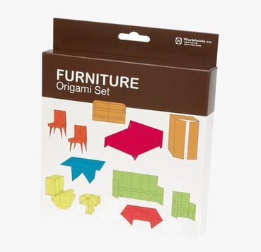 Origami Möbler från Worldwide co med färgglada illustrationer