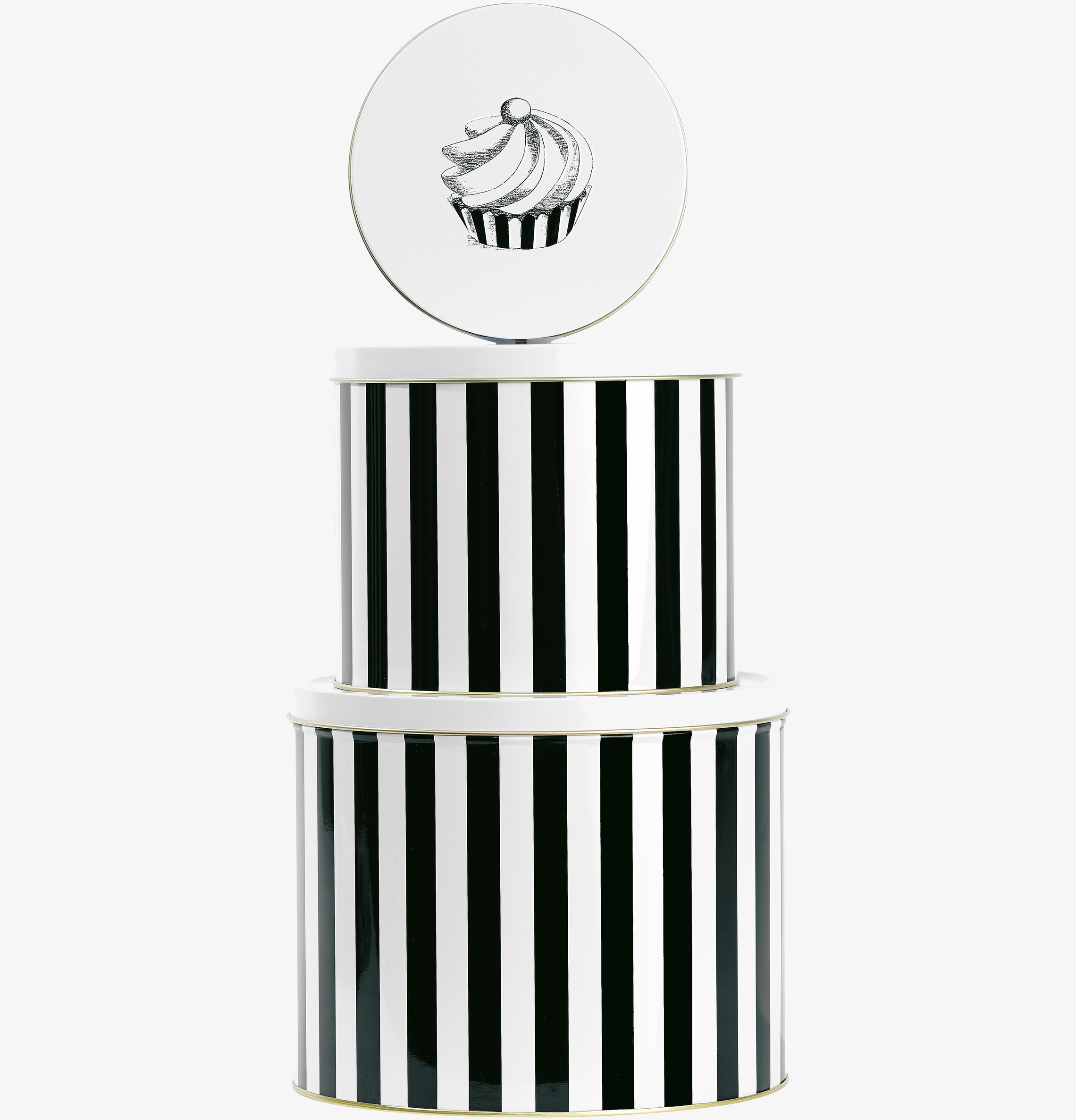 Plåtburk Cake från Miss Etoile med svartvita ränder