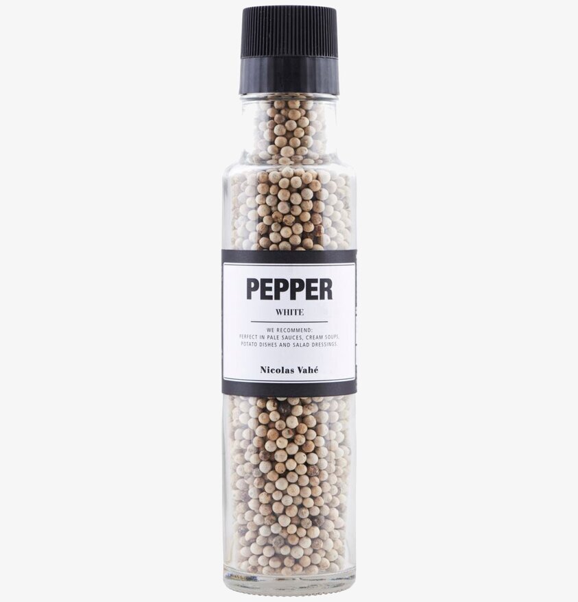 Vitpeppar från Nicolas Vahé i transparent glaskvarn