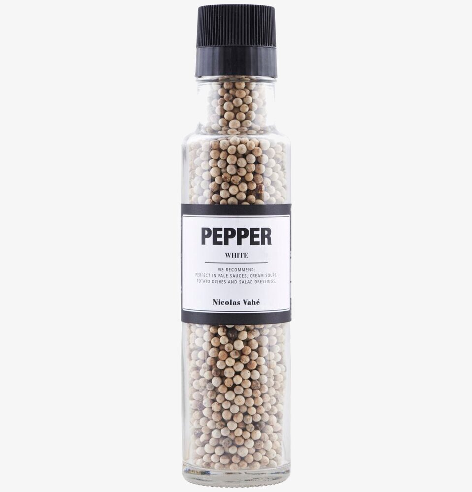 Vitpeppar från Nicolas Vahé i transparent glaskvarn