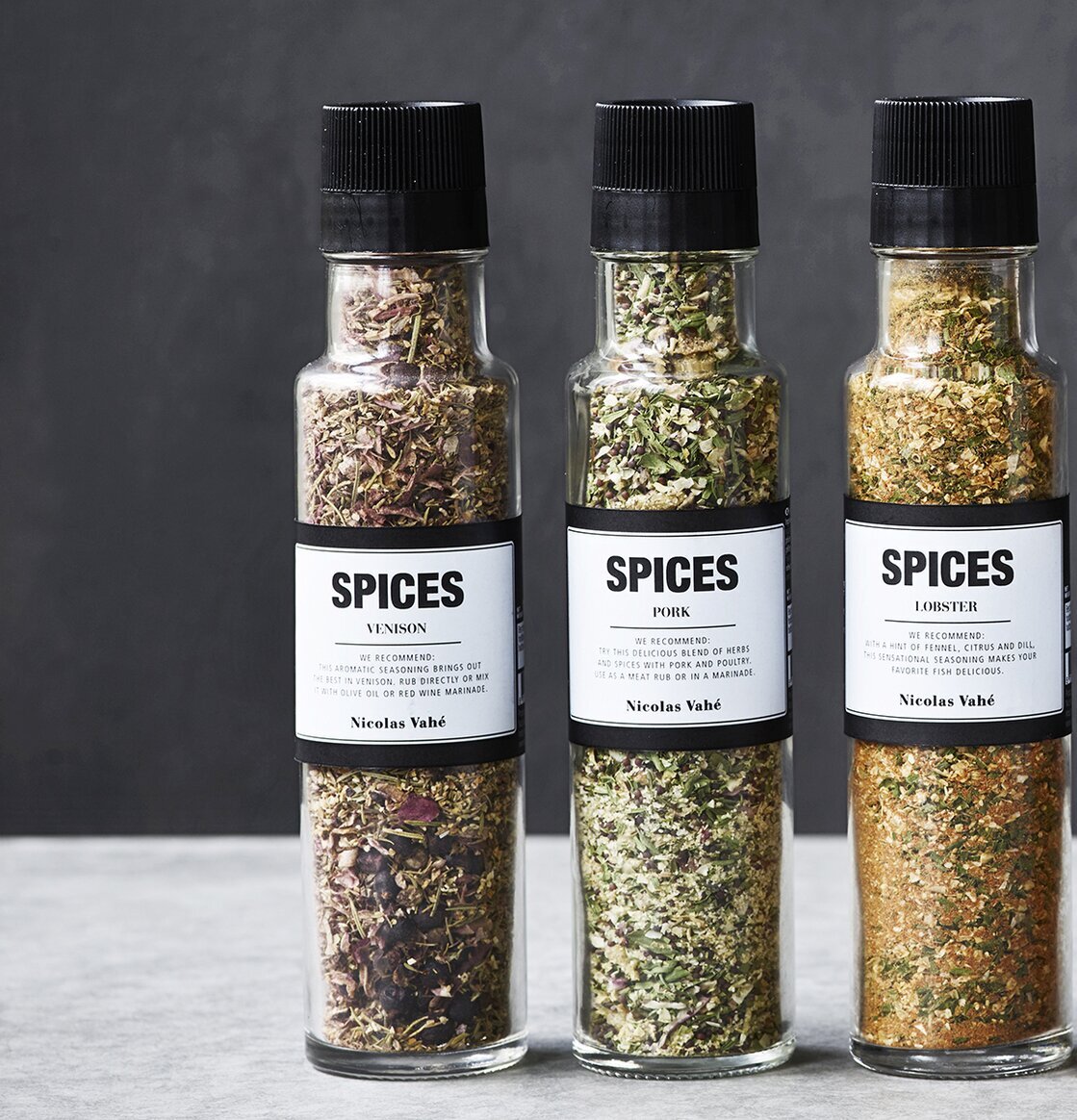 Kryddmix Vilt från Nicolas Vahé i glasburk med kvarnlock