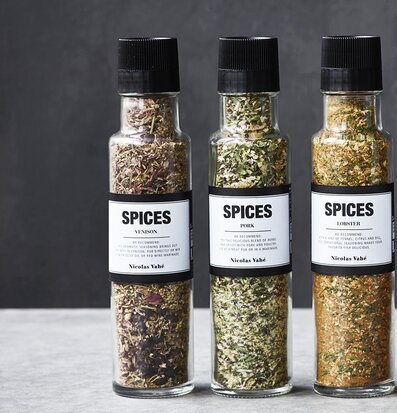 Kryddmix Vilt från Nicolas Vahé i glasburk med kvarnlock