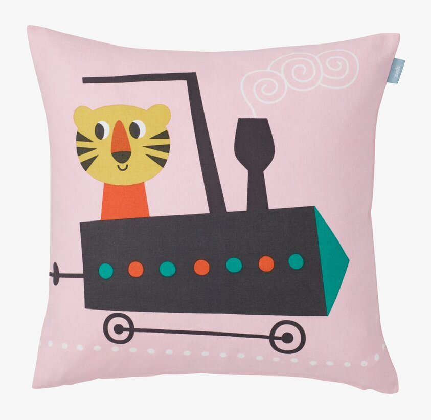 Kuddfodral Tiger Rosa från Spira med tiger och ånglok
