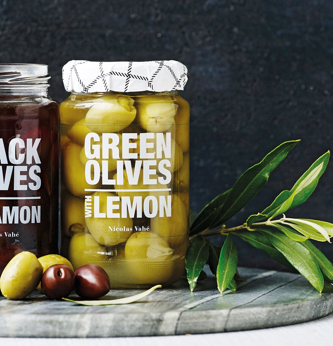 Gröna Oliver Med Citron från Nicolas Vahé i glasburk