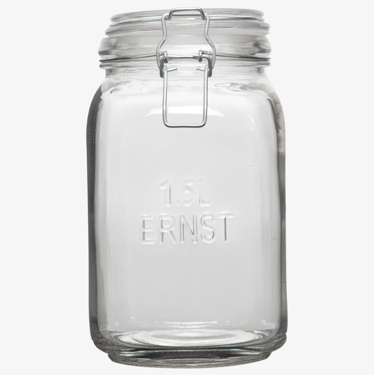 Glasburk Med Spännlock 1.5 Liter från Ernst i klart glas