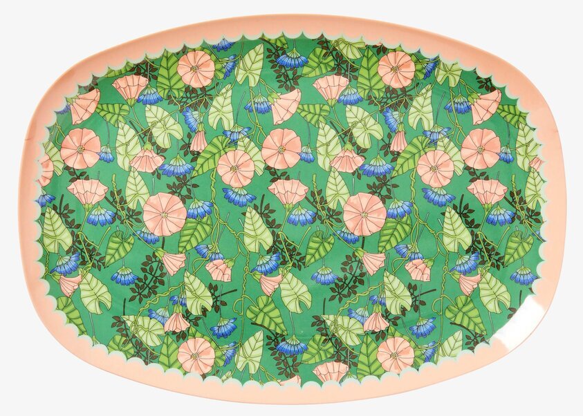 Tallrik Bindweed Print från Rice med färgstarkt blommönster