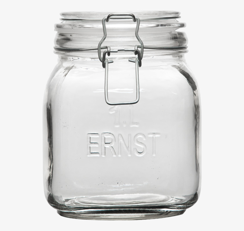 Glasburk Med Spännlock 1 Liter från Ernst på ljus bakgrund