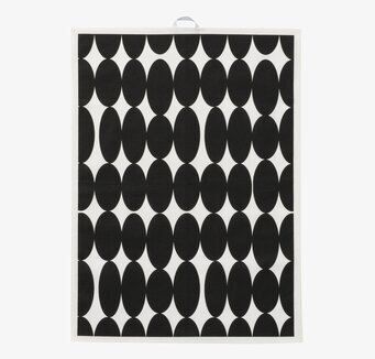 Kökshandduk Vilma Svart från Spira med svart-vitt mönster