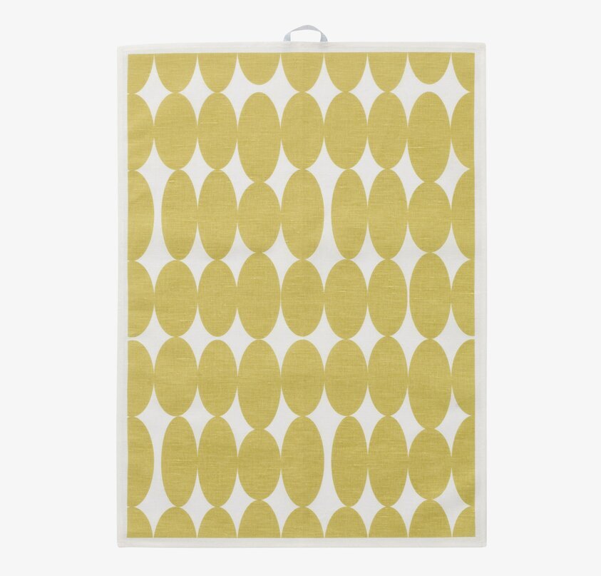 Kökshandduk Vilma Senap från Spira med geometriskt mönster