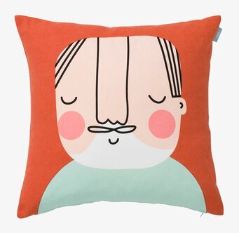 Kuddfodral Åke från Spira med stiliserat ansikte, 45x45 cm