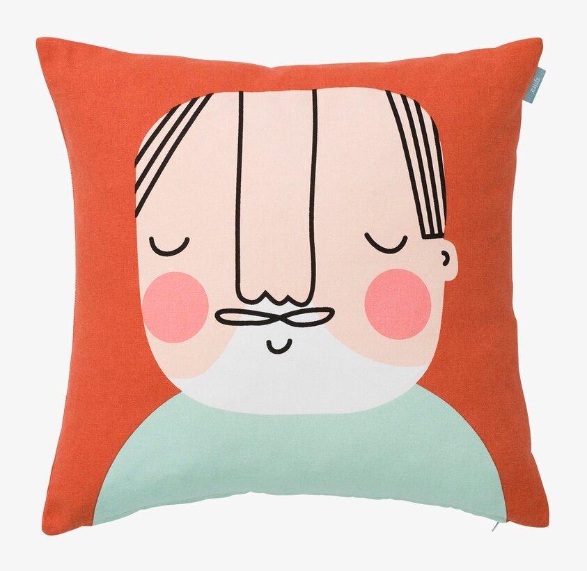 Kuddfodral Åke från Spira med stiliserat ansikte, 45x45 cm