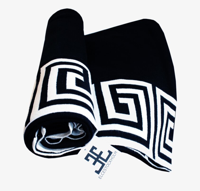 Pläd Santorini Svart från ELCE Stockholm med geometriskt mönster