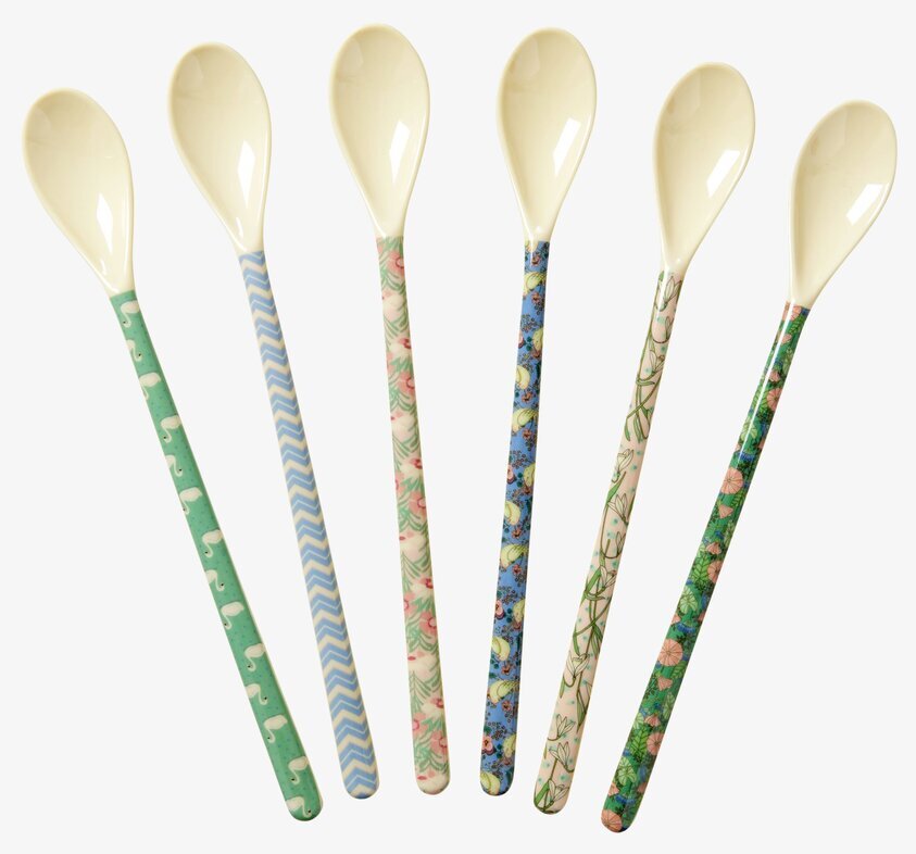 Långa Skedar - Shine Prints från Rice i sex färgglada mönster