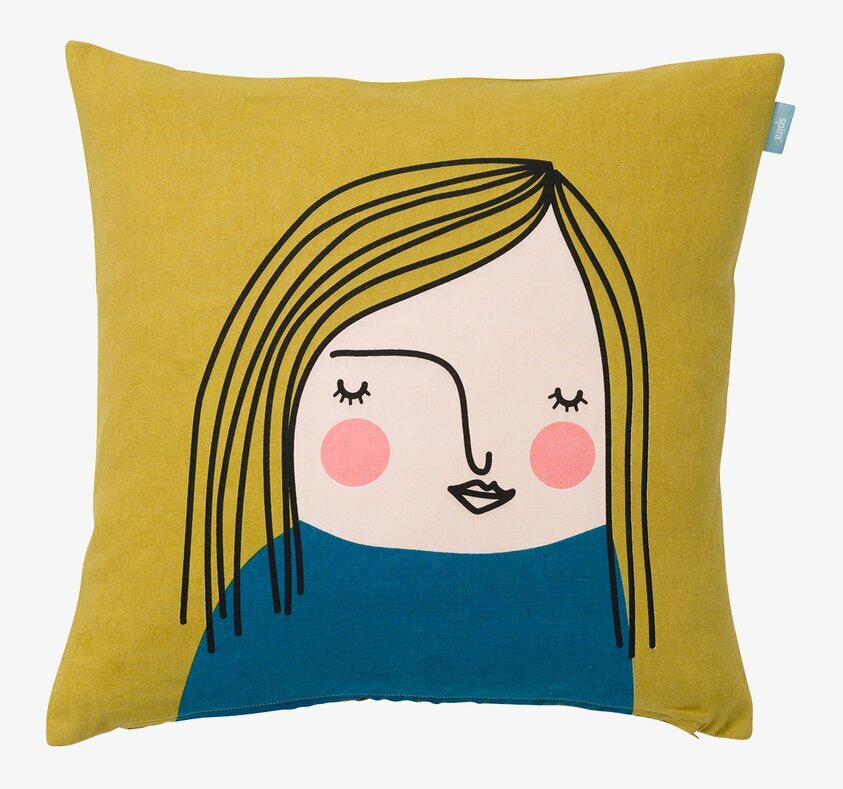 Kuddfodral Renate från Spira med abstrakt ansiktsdesign