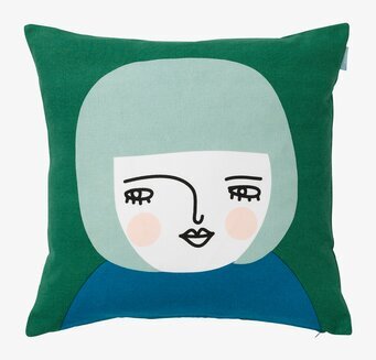 Kuddfodral Irmalie från Spira med stiliserat ansikte