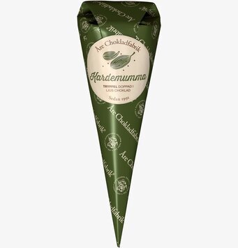 Kardemummatryffel från Åre Chokladfabrik i grön kon