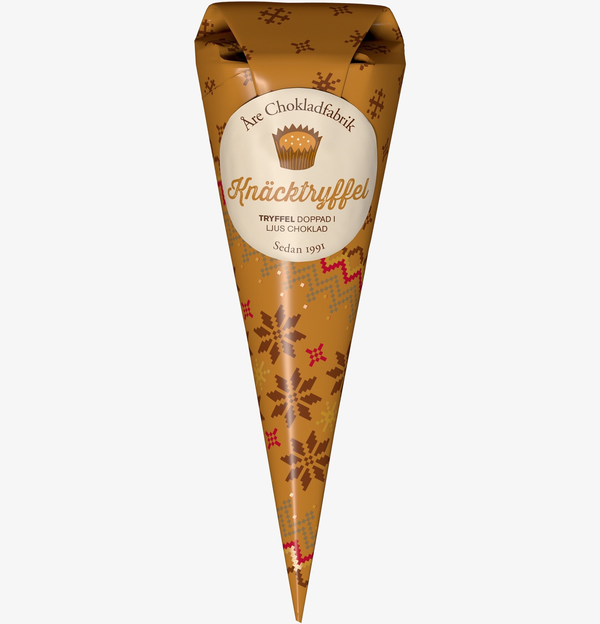 Knäcktryffel från Åre Chokladfabrik i konformad förpackning