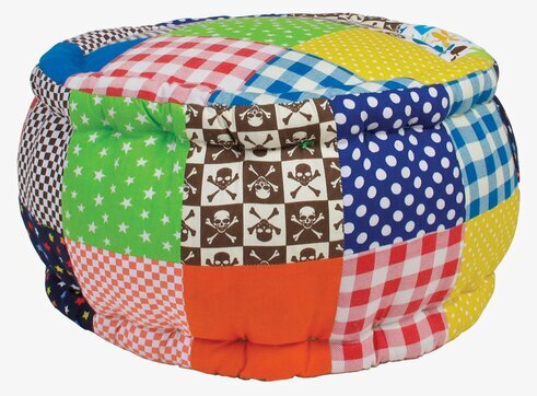 Sittpuff Patchwork Blå från Rice med färgglada mönster