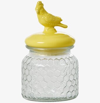 Glasburk Kakadua Small från Rice med gul keramisk kakadua