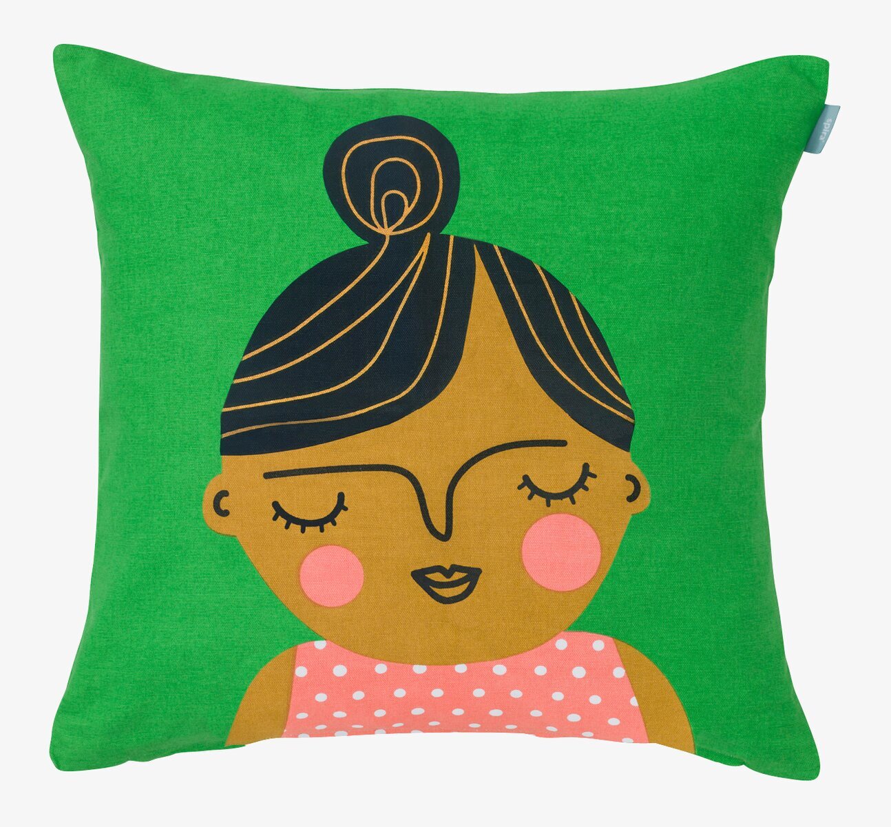 Kuddfodral Esmeralda från Spira med grönt och ansikte