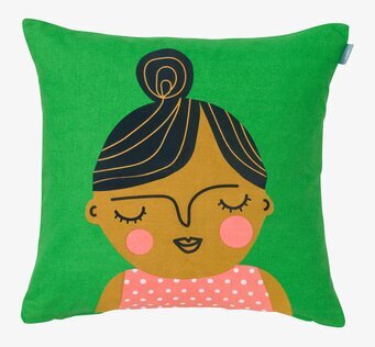 Kuddfodral Esmeralda från Spira med grönt och ansikte