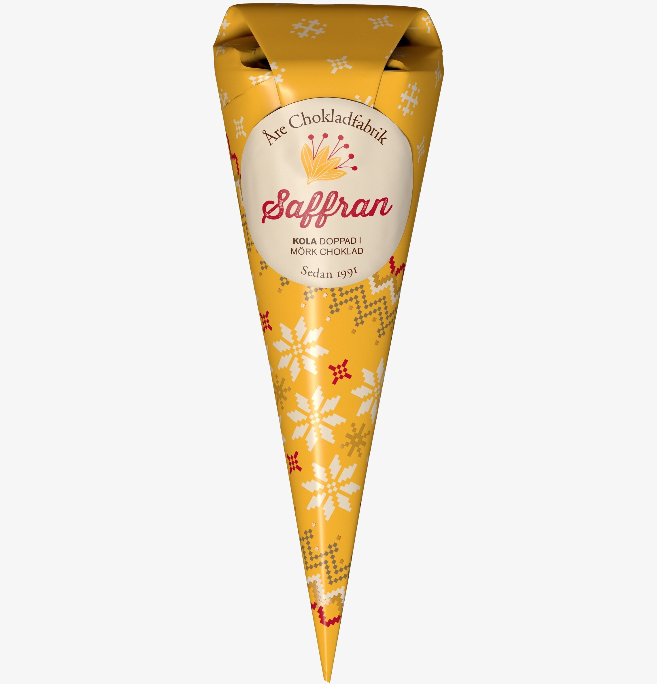 Saffranskola - Chokladstrut från Åre Chokladfabrik, gyllengul