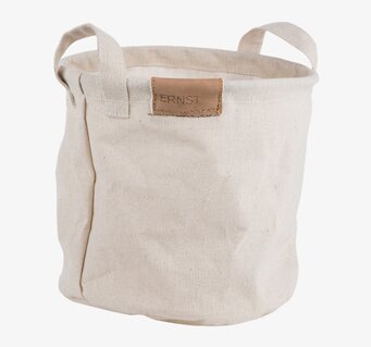 Tygförvaring Rund 20 x 20 cm från Ernst med handtag och etikett