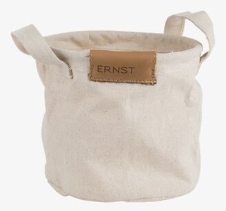 Tygförvaring Rund 15 x 15 cm från Ernst med läderdetalj