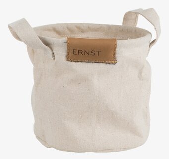 Tygförvaring Rund 15 x 15 cm från Ernst med läderdetalj