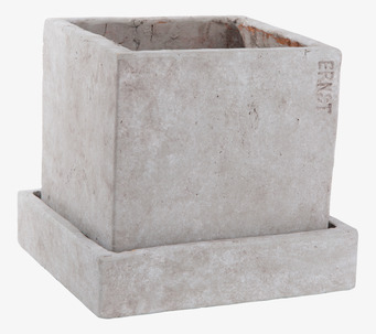 Kruka Med Fat Grå från Ernst i grå terrakotta med fat