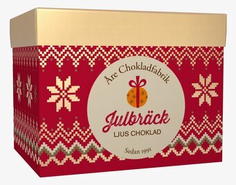 Julbräck - Åre Chokladfabrik i röd låda med julmönster