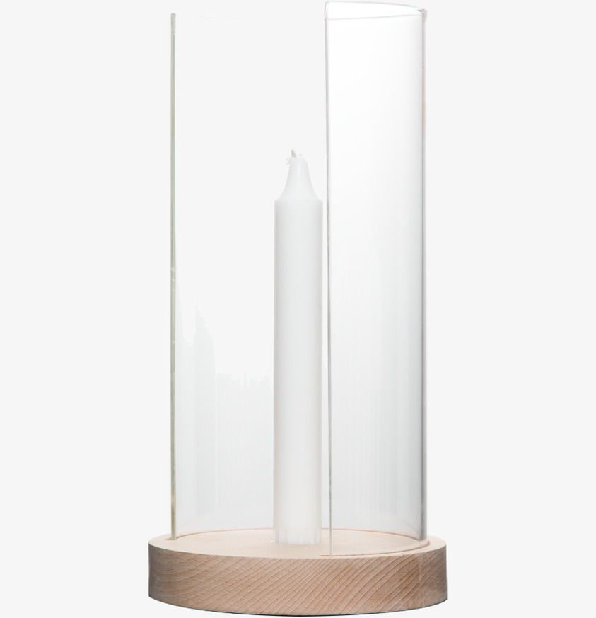 Lampett Med Träfot från Ernst med glasbehållare och ljus