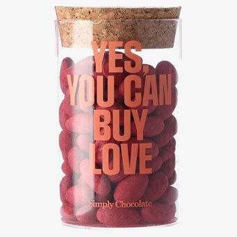 Choklad - Yes You Can Buy Love från Simply Chocolate burk