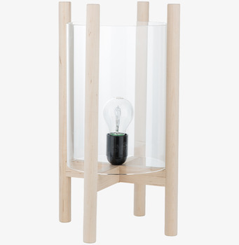 Lampa Trä & Glas från Ernst med träben och glascylinder