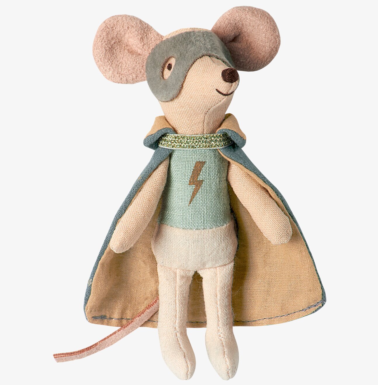 Mouse Guardian Hero från Maileg med glittrig cape och mask